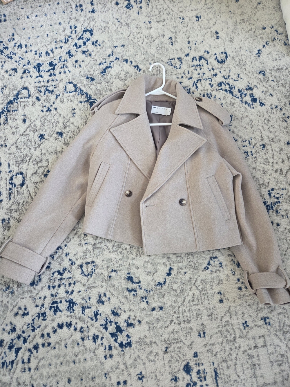 Asos Size Small Wool-Blend Cropped Trench Coat - Beige
